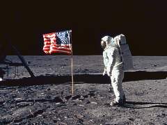 Buzz Aldrin on the surface of the moon