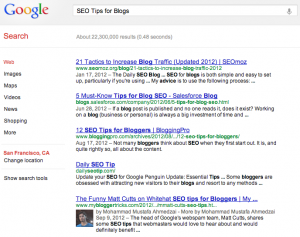Search for Your Competition: "SEO Tips for Blog Posts"