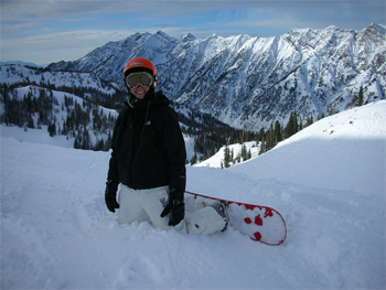 snowboard_snowbird350x263 Susan Barnes snowboarding at Snowbird, Utah
