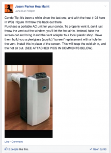 The Power of Help for Marketing on Facebook, an example of a post from Jason Parker, HOA Maintenance man